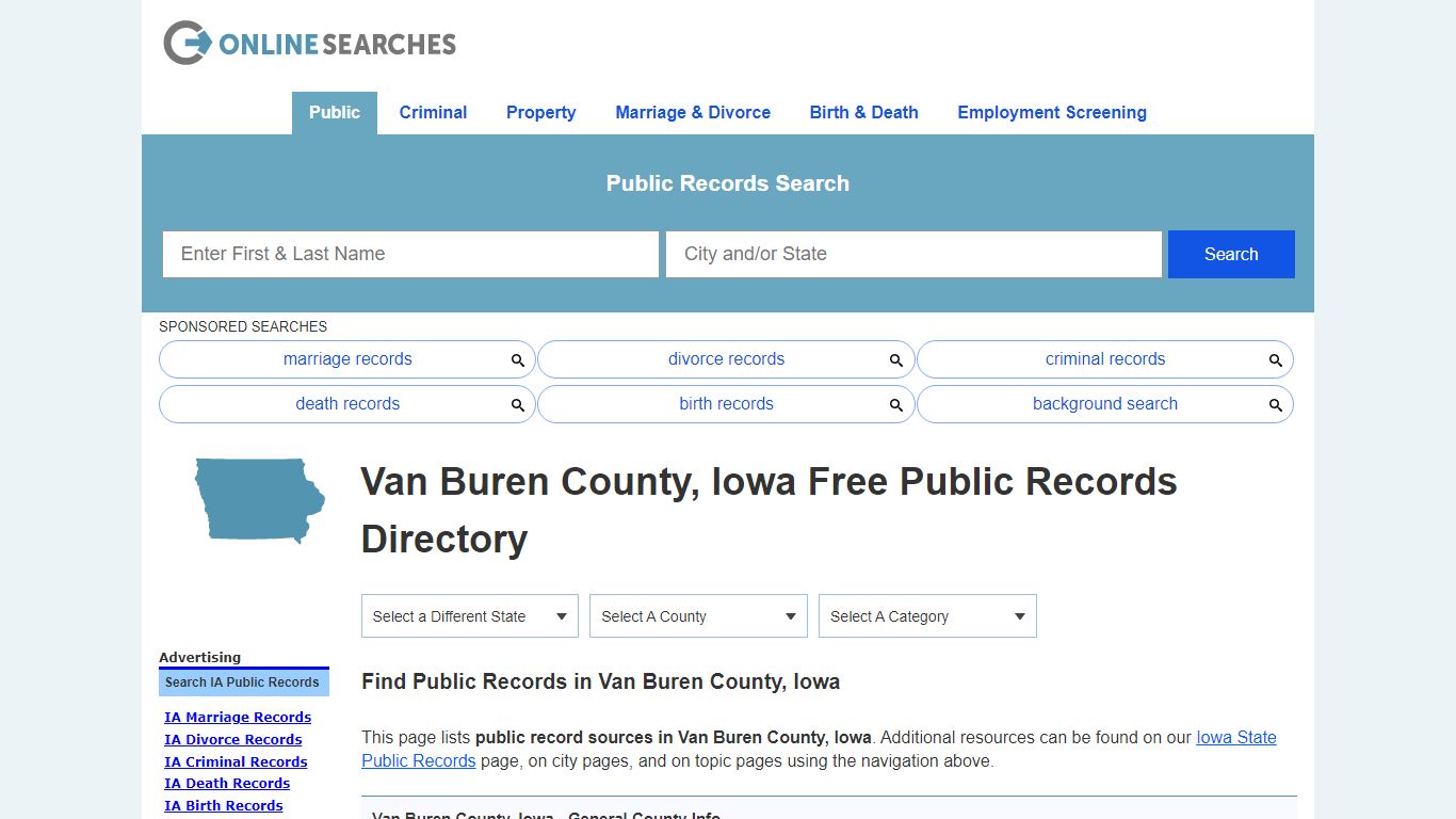 Van Buren County, Iowa Public Records Directory - OnlineSearches.com